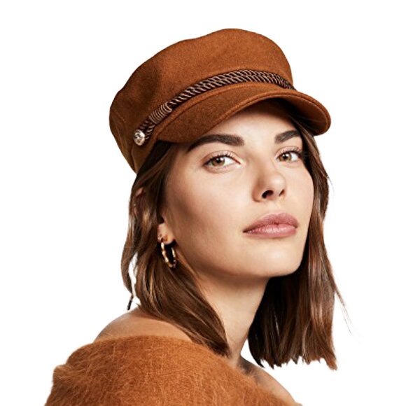 HAT ATTACK "Emmy” Wool Newsboy Cap with Rope (Brown) – NEW - Picture 1 of 9